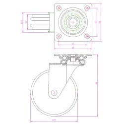 M�belhjul "Gallus" �75mm - Aluminium