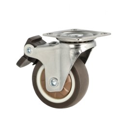 Inventarhjul "Nero" 50mm - 46x40mm Plade - med Bremse