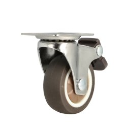 Inventarhjul "Nero" 50mm - 46x40mm Plade - med Bremse