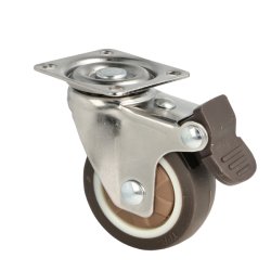 Inventarhjul "Nero" 50mm - 46x40mm Plade - med Bremse