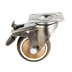 Inventarhjul "Nero" 75mm - 73x60mm Plade - med Bremse