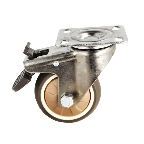 Inventarhjul "Nero" 75mm - 73x60mm Plade - med Bremse