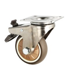 Inventarhjul "Nero" 75mm - 73x60mm Plade - med Bremse