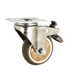 Inventarhjul "Nero" 75mm - 73x60mm Plade - med Bremse