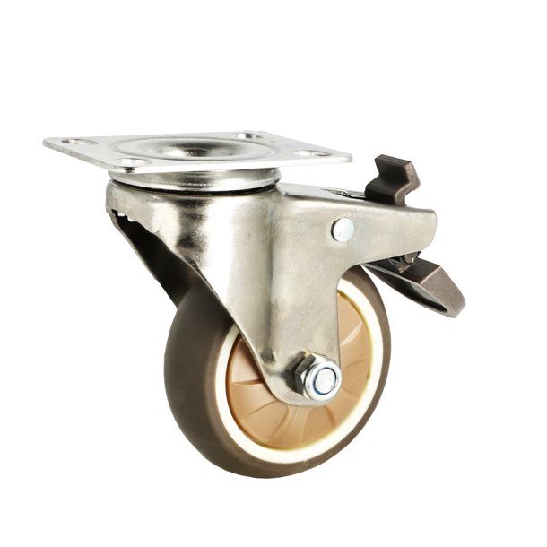 Inventarhjul "Nero" 75mm - 73x60mm Plade - med Bremse