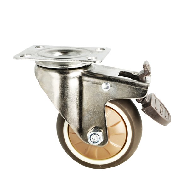 Inventarhjul "Nero" 75mm - 73x60mm Plade - med Bremse