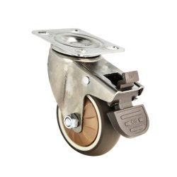 Inventarhjul "Nero" 75mm - 73x60mm Plade - med Bremse