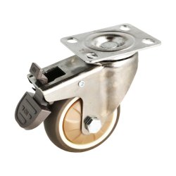 Inventarhjul "Nero" 75mm - 73x60mm Plade - med Bremse