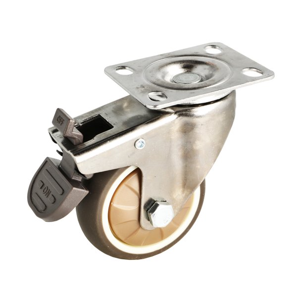 Inventarhjul "Nero" 75mm - 73x60mm Plade - med Bremse