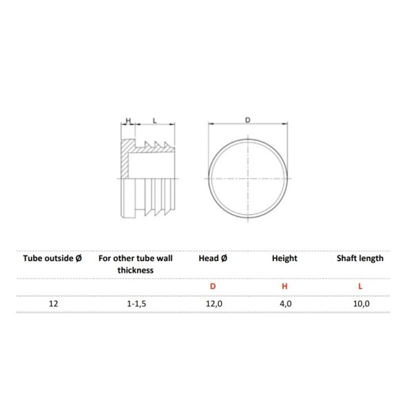 Dupsko "Duro" �12mm - Sort - til R�rben