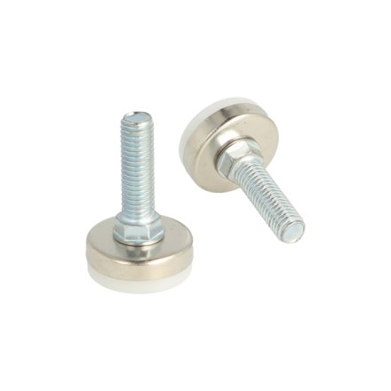 Stilleskrue med �26mm Hvid Fod/Krom Kappe - M8x25mm