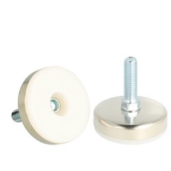 Stilleskrue med 43mm Hvid Fod/Krom Kappe - M8x25mm