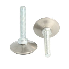 Stilleskrue med 50mm Sort Fod - Rustfri Stl - M10x25mm