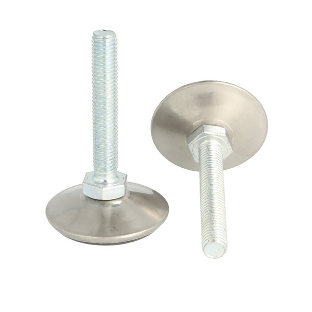 Stilleskrue med 50mm Sort Fod - Rustfri Stl - M10x25mm