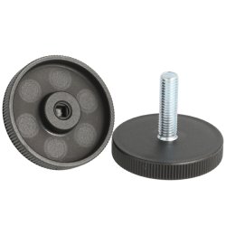 Stilleskrue med 60mm Sort Fod - M10x34mm