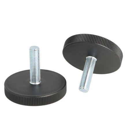 Stilleskrue med �60mm Sort Fod - M10x34mm