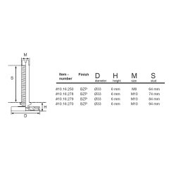 Stilleskrue med 33mm Metal Fod/Plast Kappe + Krv - M8x64mm