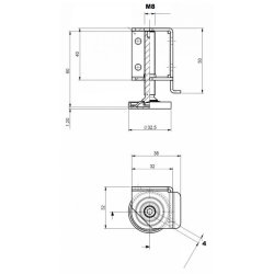 Sokkel Stillesko "Jason" M8x60mm - Venstre
