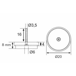 Glides�m "Ravo" �20mm m/Filt og Skrue - Hvid Plast
