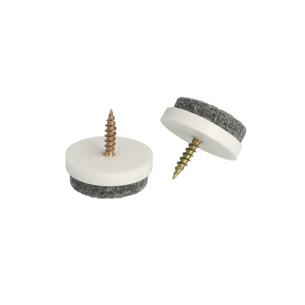 Glides�m �28mm m/Filt og Skrue - Hvid Plast