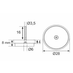 Glides�m �28mm m/Filt og Skrue - Hvid Plast
