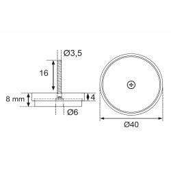 Glides�m �40mm m/Filt og Skrue - Hvid Plast