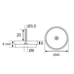 Glidesm 40mm m/Filt og Skrue - Hvid Plast