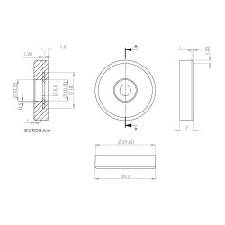 Glidesm 30mm m/Teflon og Skrue - Sort Plast