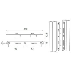 Sengebeslag St 140mm - 8 Dele - Elforzinket