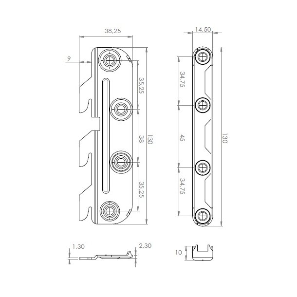 Sengebeslag St 130mm - 8 Dele - Elforzinket