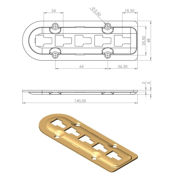 Sengebeslag Gavldel - Justerbar 5 Trin - til Bredel 101112