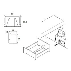 Sengebeslag Gavldel - Midtmontering - til Bredel 102040