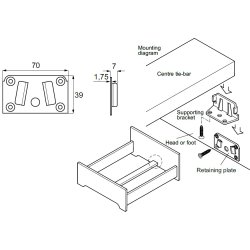 Sengebeslag Bredel - Midtmontering - til Gavldel 102035