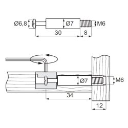 Minifix Samlebolt M6 Gevind - Elforzinket