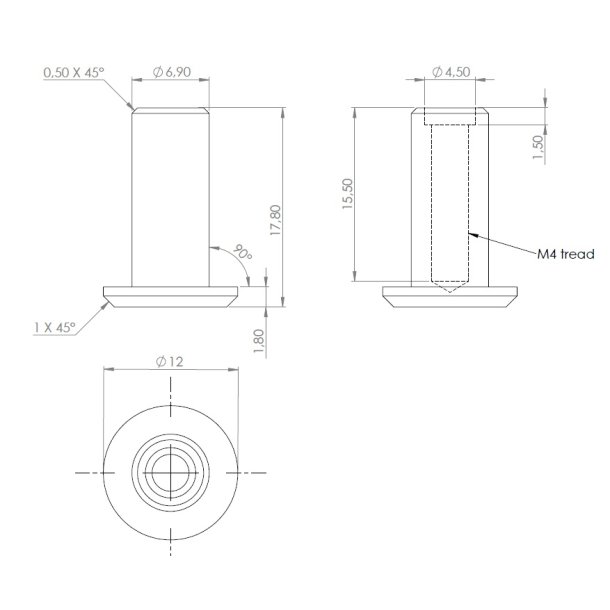 Samlebsning M4x18mm - Massiv Messing
