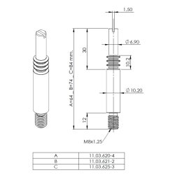 Samlebolt M8 - 64mm - til Fuerte Hus 103640