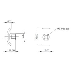 Skive med Mtrik M8 - Gulforzinket