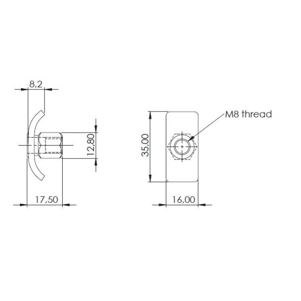 Skive med Mtrik M8 - Gulforzinket