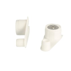 Samlebeslag "Eccentric" 10mm med Tap - Hvid