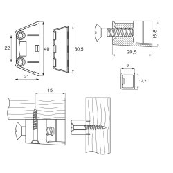 Samlebeslag "Strong" 40x21mm - Forniklet