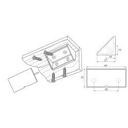Hjrnesamlebeslag - 44mm - Hvid