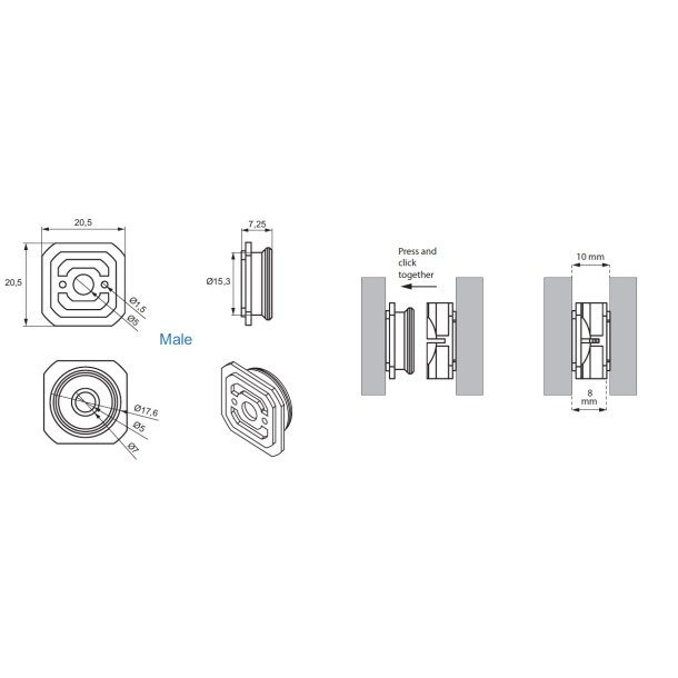 Skjult Panelophng "Click", Han-Del, Gr Plast