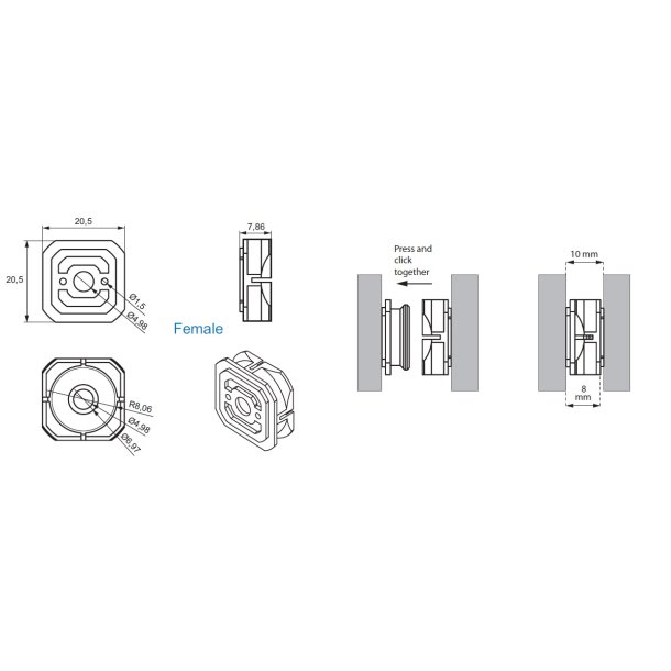 Skjult Panelophng "Click", Hun-Del, Gr Plast