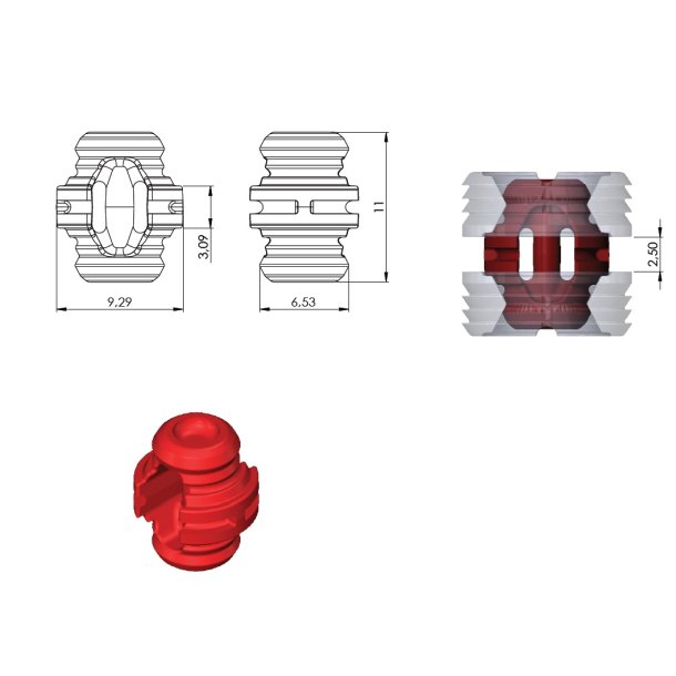 Samlebeslag "Diva" - Han Del - Rd (2,5mm)