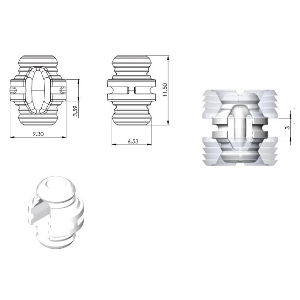 Samlebeslag "Diva" - Han Del - Hvid (3,0mm)
