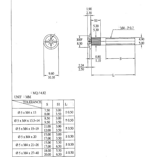 Samlebsning M4x27mm - Bronzeret