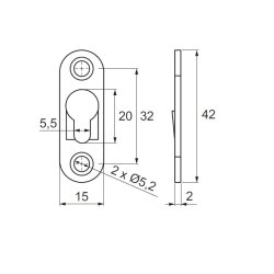 Hgtebeslag 42x15x2mm - Elforzinket