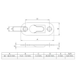 Hgtebeslag 42x16x1,5mm - Elforzinket