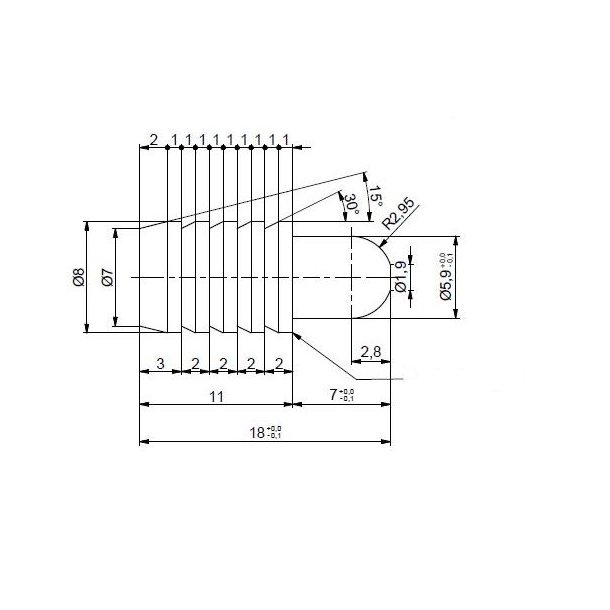 Styrestift Messing - Han-Del 8x11mm