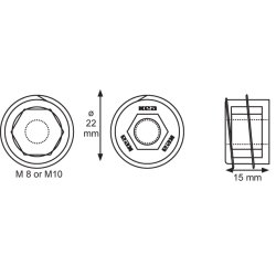 Gevindb�sning "Kea"�22mm - M10 Gevind